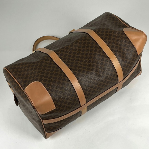 Celine Macadam Pattern Canvas Travel Handbag Brown - Picture 2 of 6